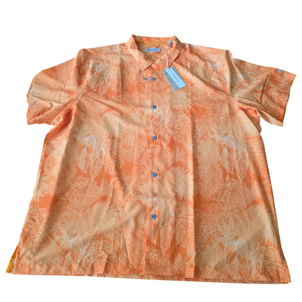 Tommy Bahama Bahama Coast Luminescent Shirt 3XL Bright Poppy Orange ST326149BR